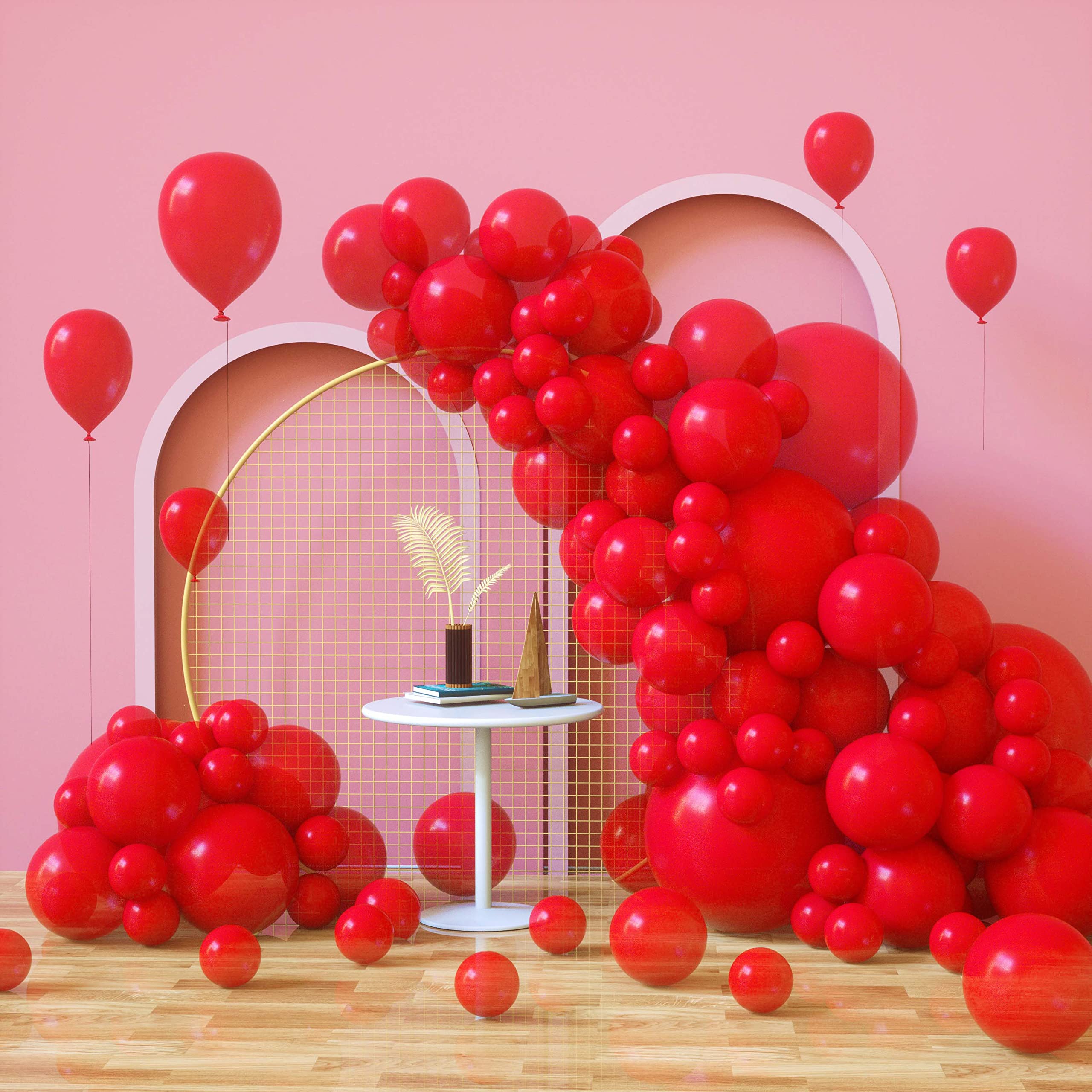 Photo 1 of 2 PACK Simetufy 129pcs Red Party Latex Balloons Different Sizes 5/10/12/18 Inch Ballons for Birthday Wedding Balloon Baby Shower Party Decorations