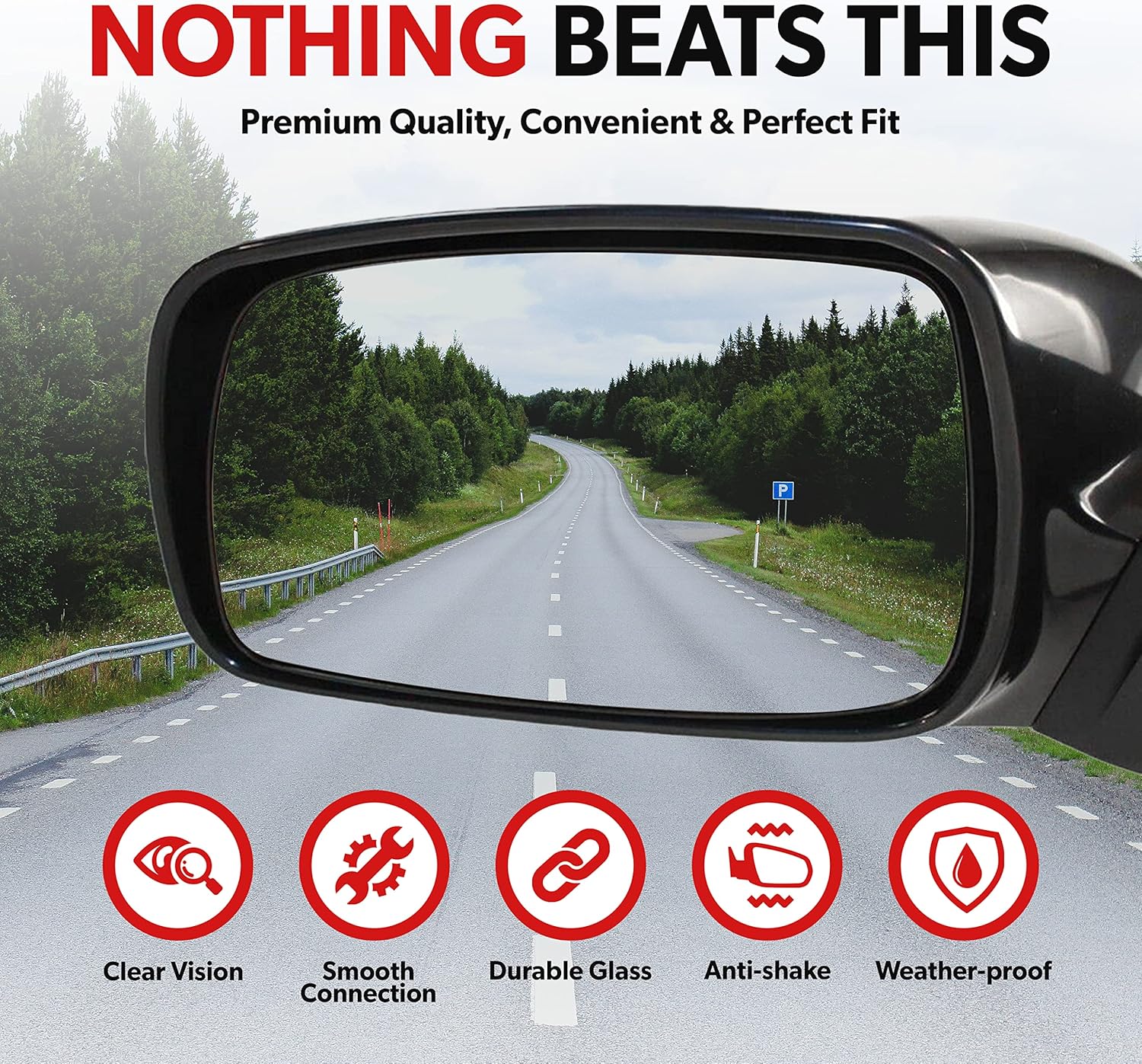 Side Mirror Replacement For 2001 2002 2003 2004 2005 Honda Civic DX EX GX LX - Driver Side Mirror Includes Clear Glass, Housing, Cover - Black Color, Non-Heated, Paintable, Non-Foldable