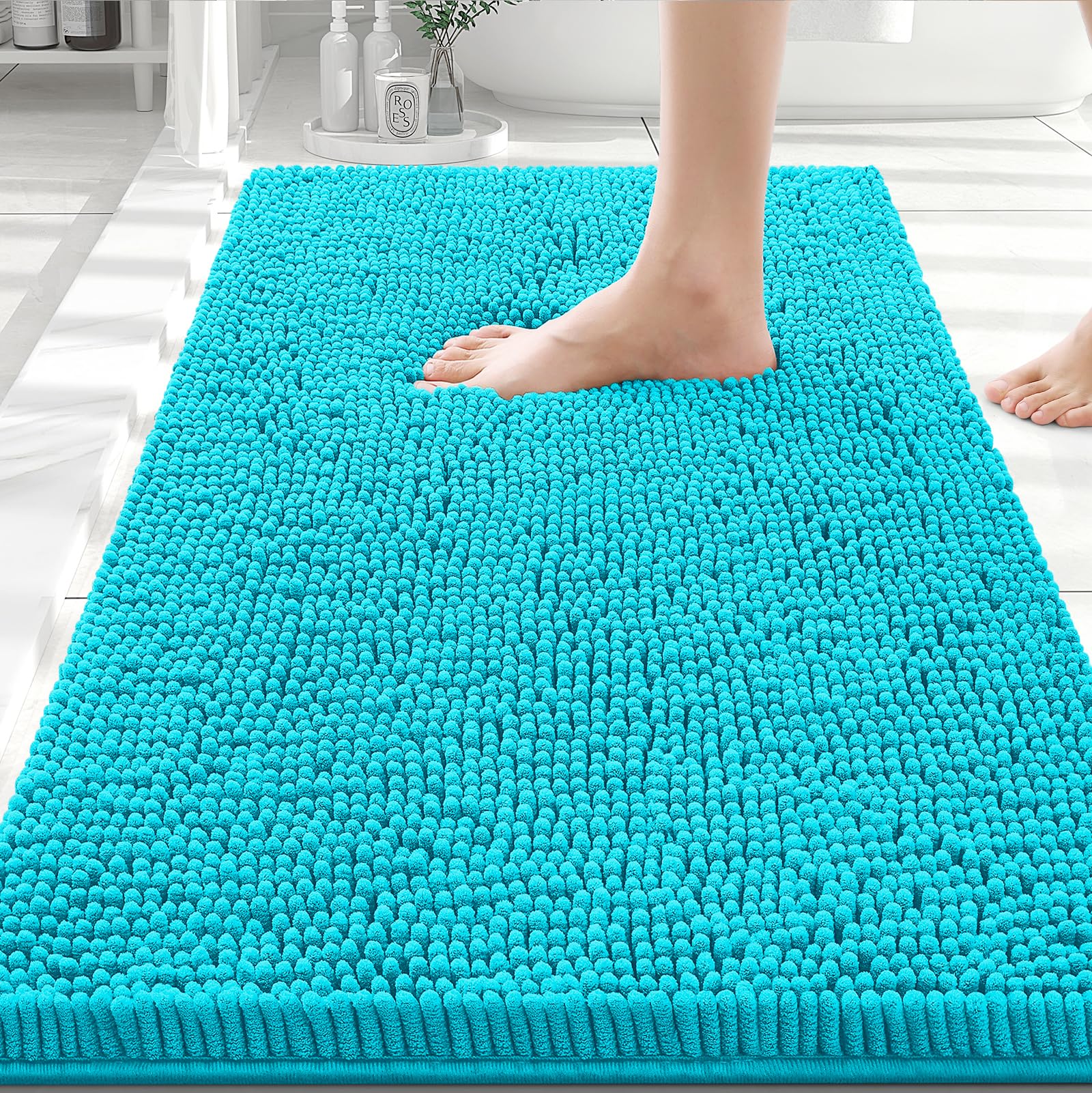 Smiry Bathroom Rugs 30X20, Luxury Chenille Extra Soft Absorbent Bath Mat