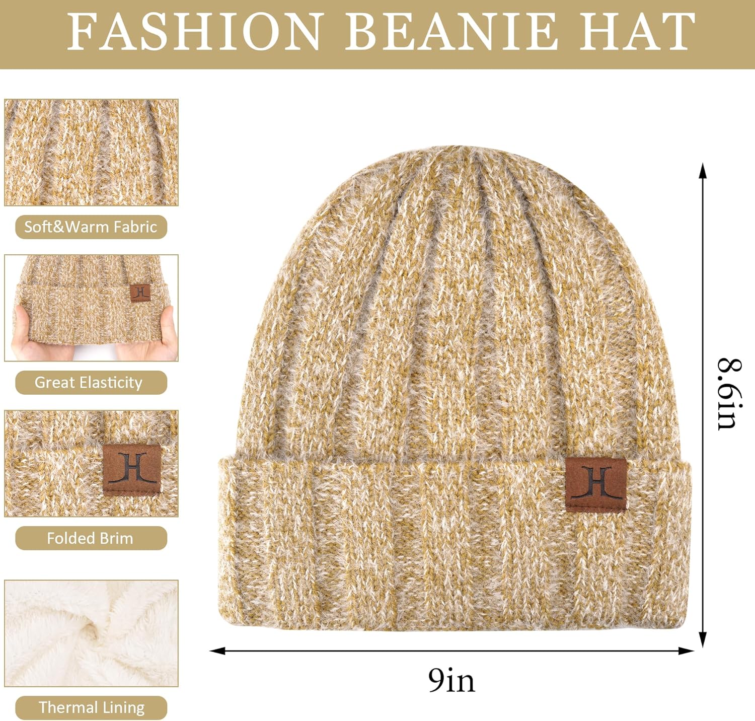 Womens Winter Warm Knit Beanie Hat Touchscreen Gloves Long Neck Scarf Set with Fleece Lined Skull Caps Gifts for Women - Image 2