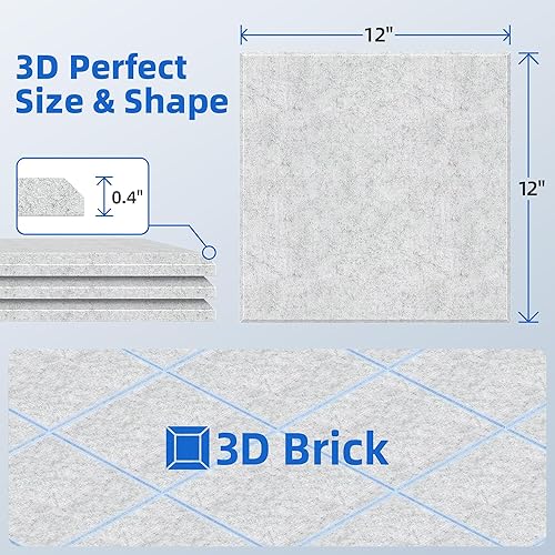Miniatura 6 de Paquete de 20 paneles acústicos con autoadhesivo, paneles de espuma de alta densidad a prueba de sonido de 12 x 12 x 0.4 pulgadas para paredes,
