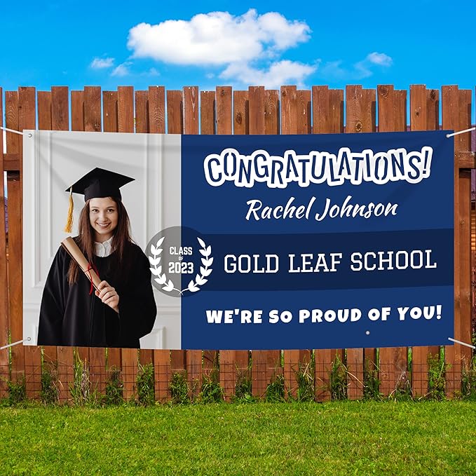 Personalized Graduation Banners with Photo Custom Image Class of 2023 Grad Banner