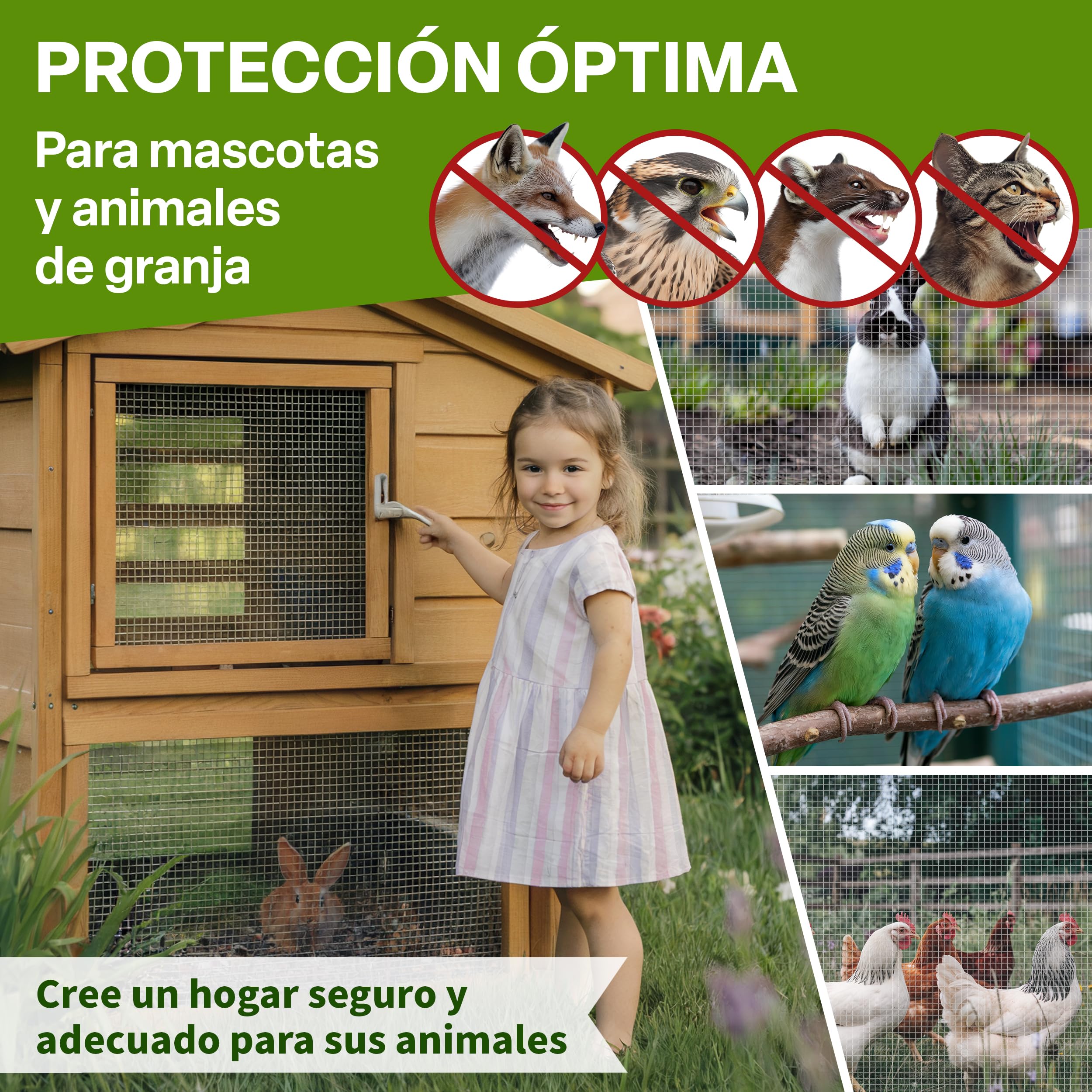 TTL GARDEN 1 m x 10 m, malla fina galvanizada, malla de 6,3 mm, grosor de alambre de 0,55 mm – en rollo de malla de alambre para aviarios, malla para conejos, 10 m x 1 m de ancho, ancho de malla de