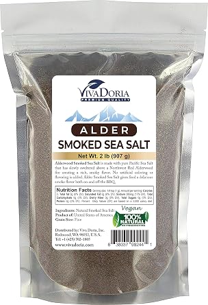 Viva Doria Alder Smoked Sea Salt, Alderwood Smoked Salt, Fine Grain 2 lb