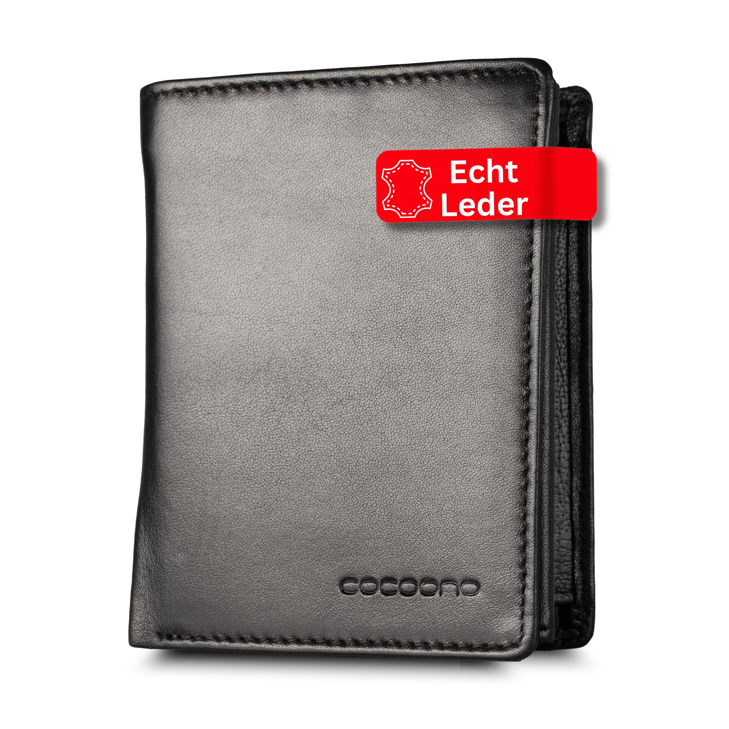 Cocoono Leder Geldbörse Herren mit RFID Schutz I Echtleder Geldbeutel für Männer I Münzbörse Portemonnaie Brieftasche Wallet Portmonee