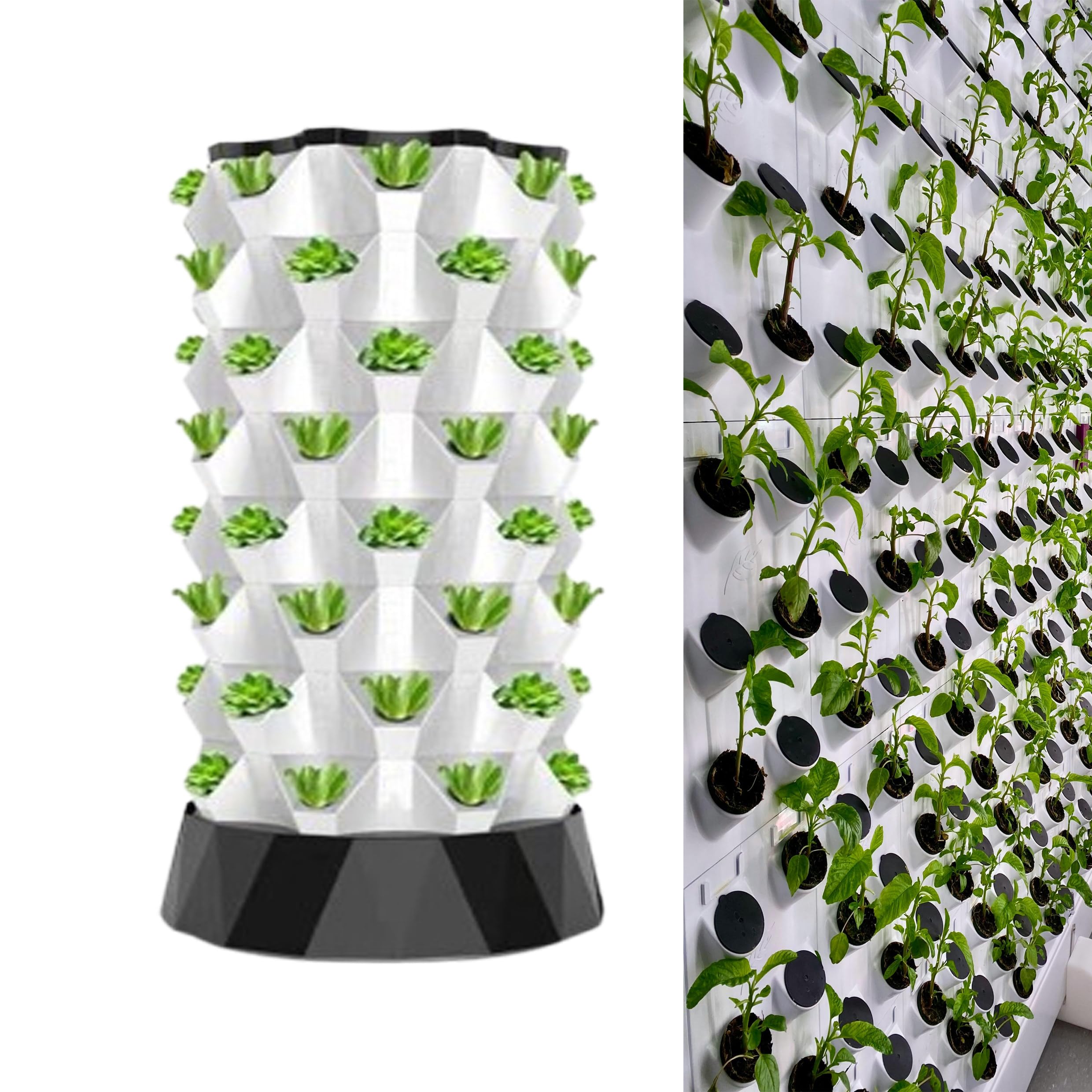 Torre de Cultivo hidropónico Vertical, Torre de jardín hidropónico - Sistema de Cultivo aeropónico de 64 Orificios para hortalizas, Hierbas y Fresas en Interior y Exterior - Solución eficien