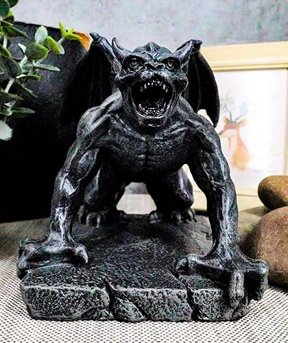 Miniatura 4 de Ebros Gift Estatua de gárgola de toro demoníaco alado, gótico nocturno, centinela de piedra maldita, criatura del diablo, figura decorativa de 5.25