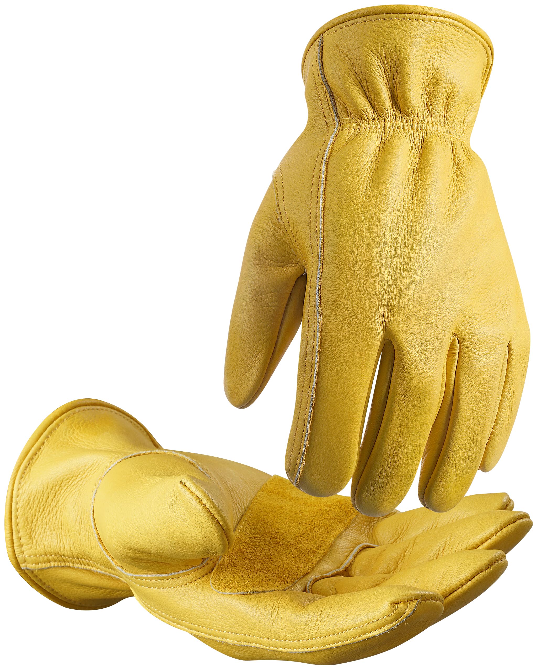 Leather Work Gloves for Men & Women, Reinforced Durable Gardening Gloves,Cowhide Work Gloves,Puncture & Cut Resistant