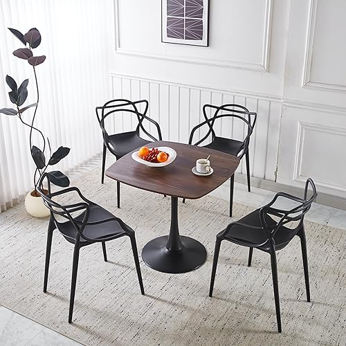 LUMISOL 5 Piece Dining Table Set, Mid-Century Modern Kitchen Table Set with 4 Chairs for Kitchen, Dining Room, Living Room, Black