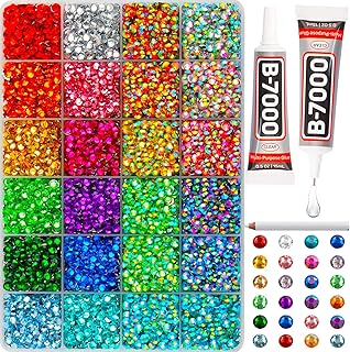 10000Pcs Multicolored 5mm Rhinestones for Bedazzling Crafting with b7000...
