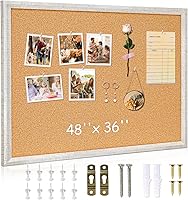 Vista 11 de DOLLAR BOSS Tablón de anuncios de corcho para pared - 36 x 24 pulgadas, tablero de corcho con marco de corteza de abedul, tablero decorativo