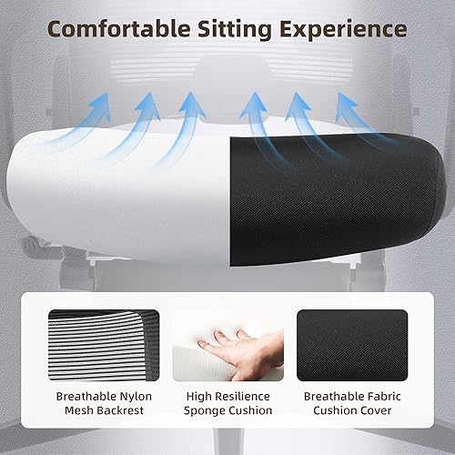 Miniatura 9 de Silla de oficina plegable con reposapiés, silla de oficina ergonómica con soporte lumbar ajustable, reposacabezas, reposabrazos, sillas de