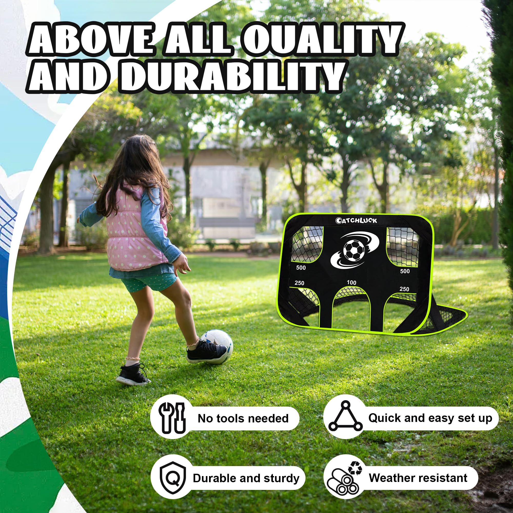 Porta da calcio per bambini, rete da calcio pop-up per il giardino, portatile, 3 modalità, attrezzatura da allenamento con borsa per il trasporto
