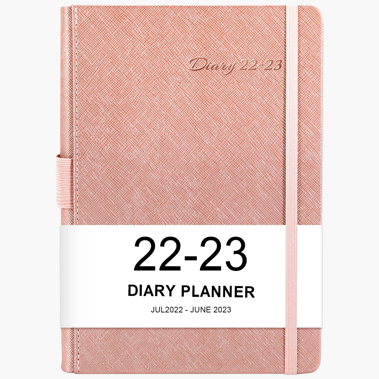 Academic Diary 2022-2023 - Academic Diary 2022-2023 Day to Page from July 2022 to June 2023 with Inner Pocket, 16 Extra Notes Pages, 21 x 14.8 cm - Rose Gold