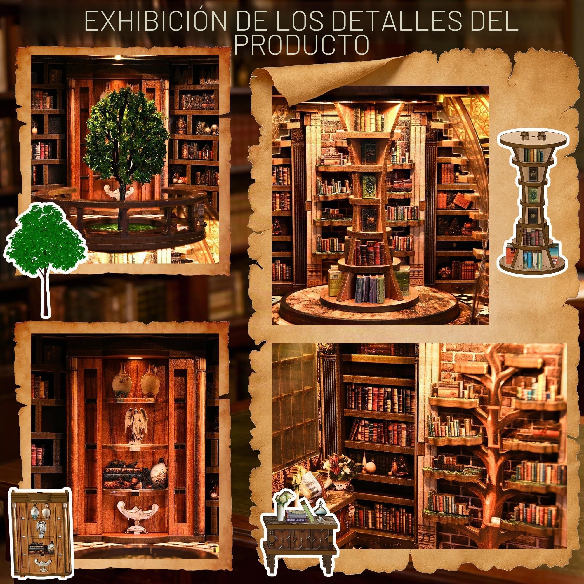 Book Nook Kit para Adultos - CRIOLPO Puzzle 3D de Madera con Luz LED - Modelo de Arquitectura y Decoración Artística para Coleccionistas