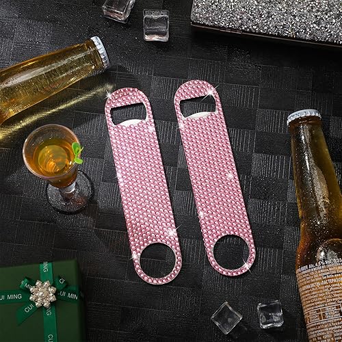 Miniatura 3 de Abrebotellas plano con purpurina, 4 unidades, acero inoxidable, barra de cerveza, barman clave, amigos, abridor de cerveza con diamantes de