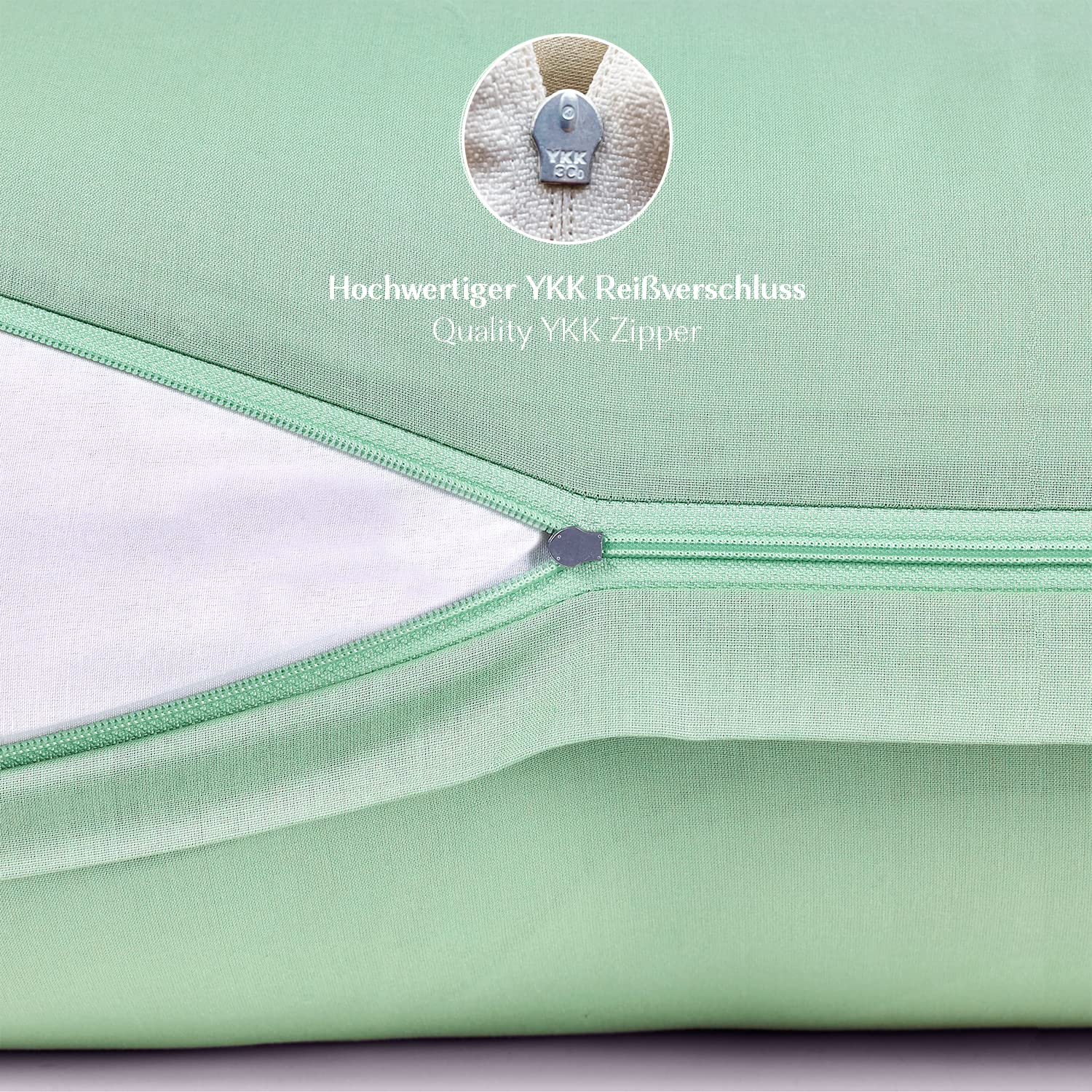 Alreya Renforcé Housse de Couette 100% Coton - 155 x 220 cm - Parure de lit avec 1 taie d'oreiller 80 x 80 cm avec Fermeture éclair - Vert