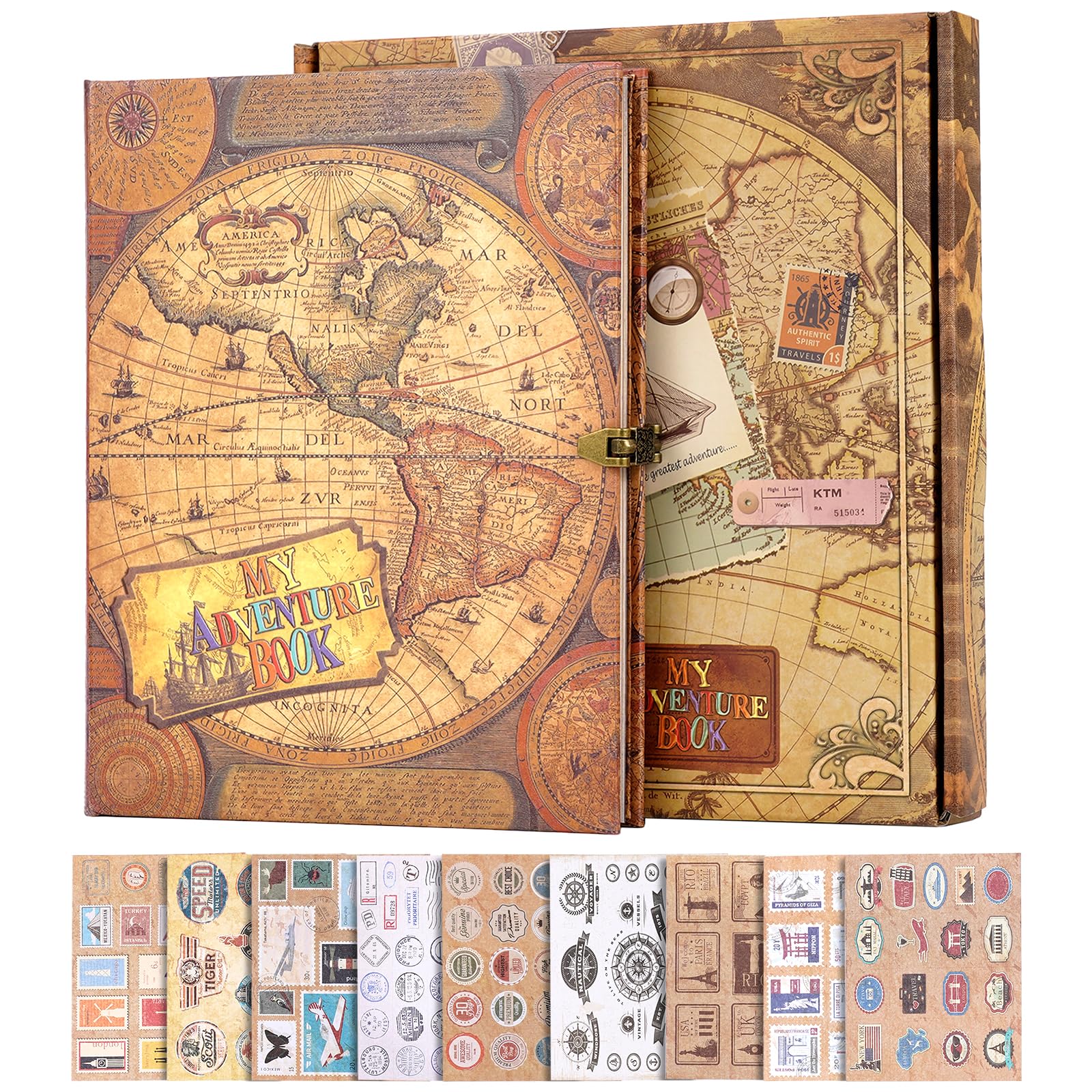 My Adventure Book Scrapbook Photo Album Retro Style Embossed Cover travel scrapbook couples scrapbook For Couples,Memory Book For Anniversary Wedding