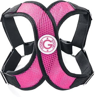 GOOBY - X Harness, Small Dog Choke Free Step-in Harness with Synthetic Lambskin Soft Strap, Flamingo Pink, Large