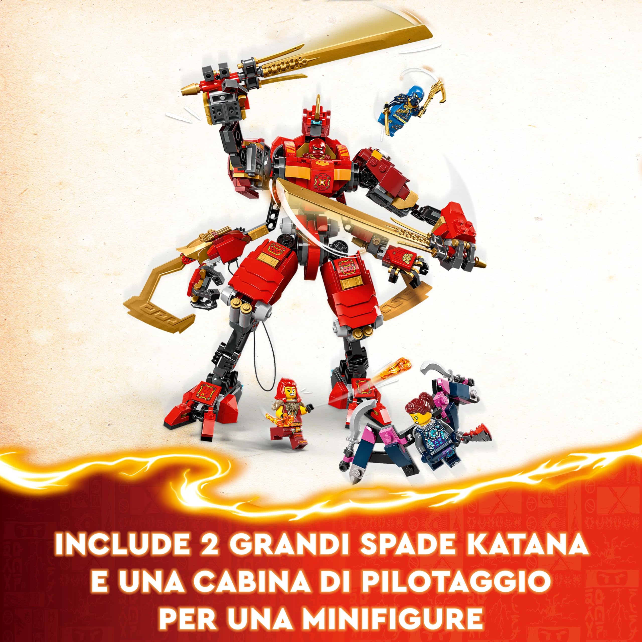 LEGO NINJAGO Climber Mech Ninja di Kai, Giochi per Bambini e Bambine da 9 Anni con Guerriero Giocattolo da Costruire e 4 Minifigure di Personaggi, Gioco d'Azione Ninja, Idea Regalo Divertente 71812