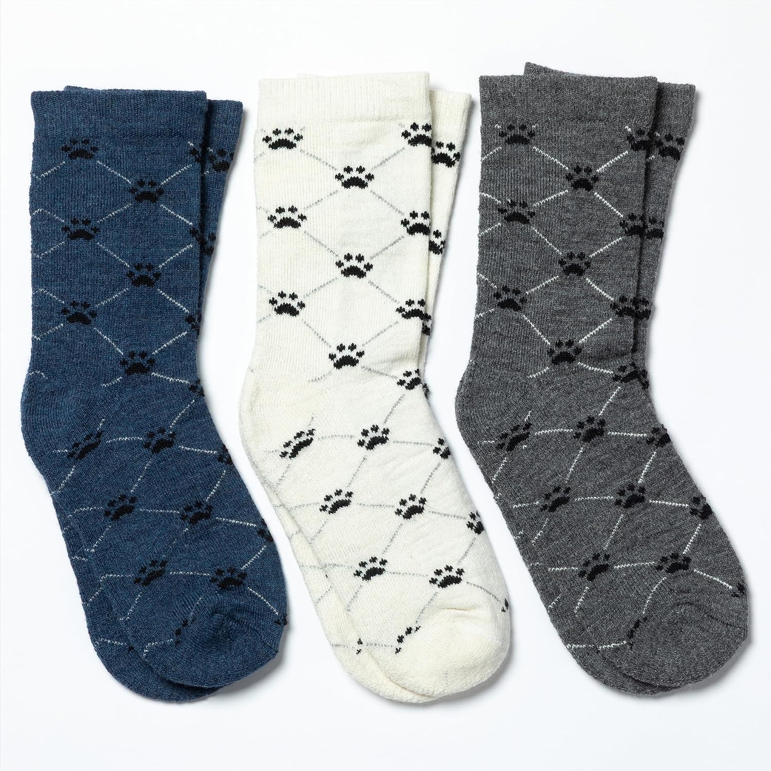 GreaterGood Women's Argyle Paws Alpaca Crew Socks Super Soft, Non-Itchy, Cozy Warm Everyday Socks