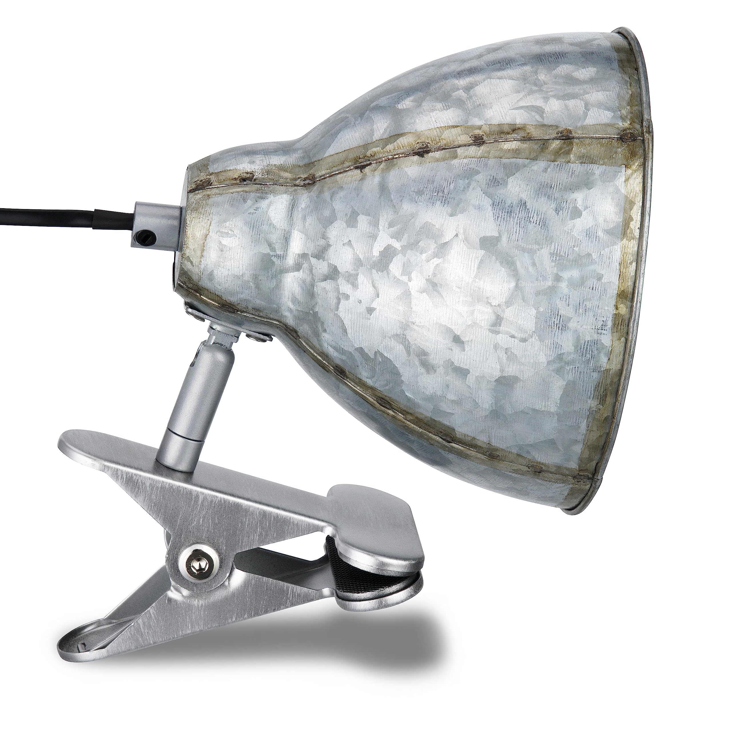 REV – Lampe à pince au look rétro tendance avec douille E27 couleur zinc – Lampe de lecture pour lit IP20 orientable avec abat-jour en métal