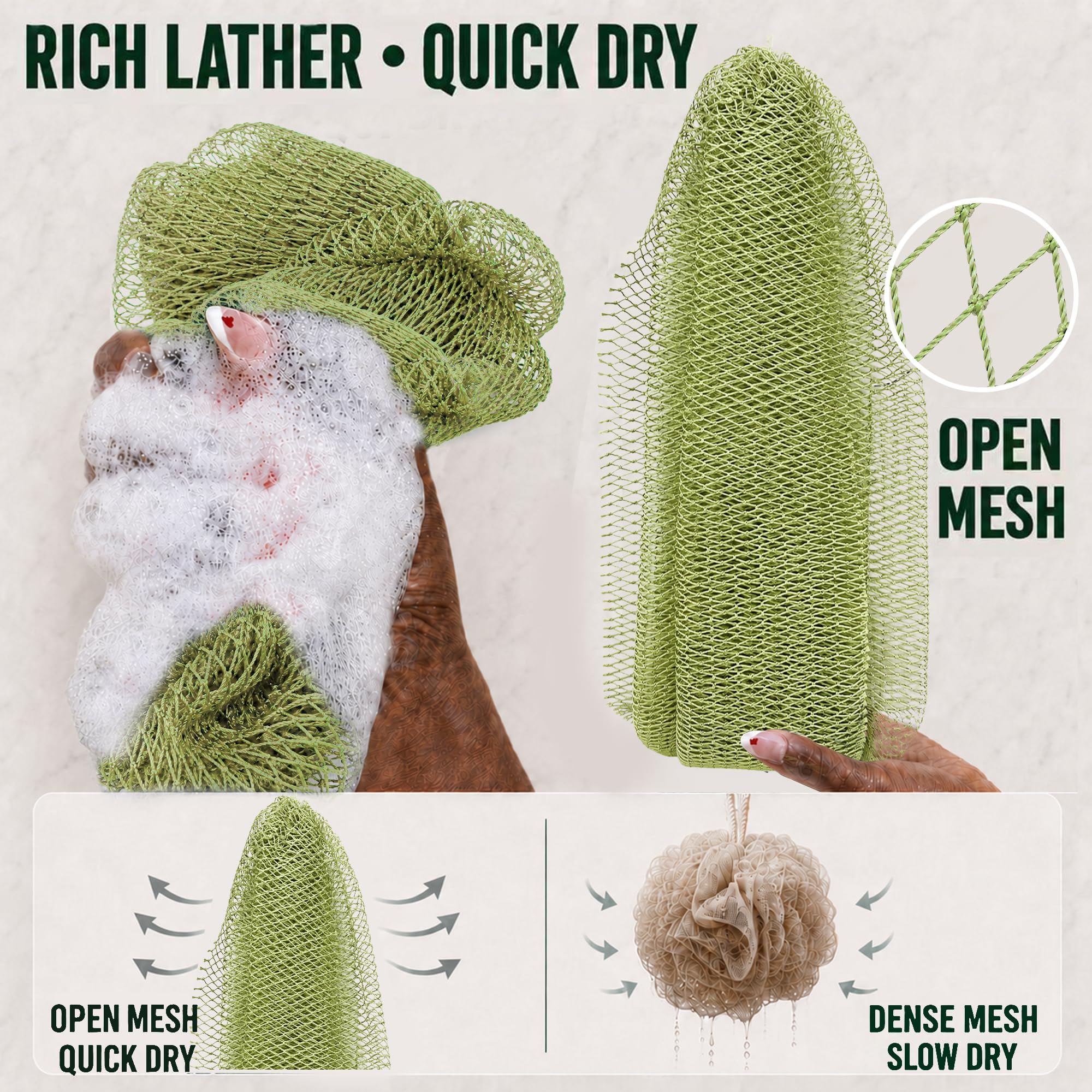 African Net Sponge - Exfoliating Body Scrubber (2 Pack) -5