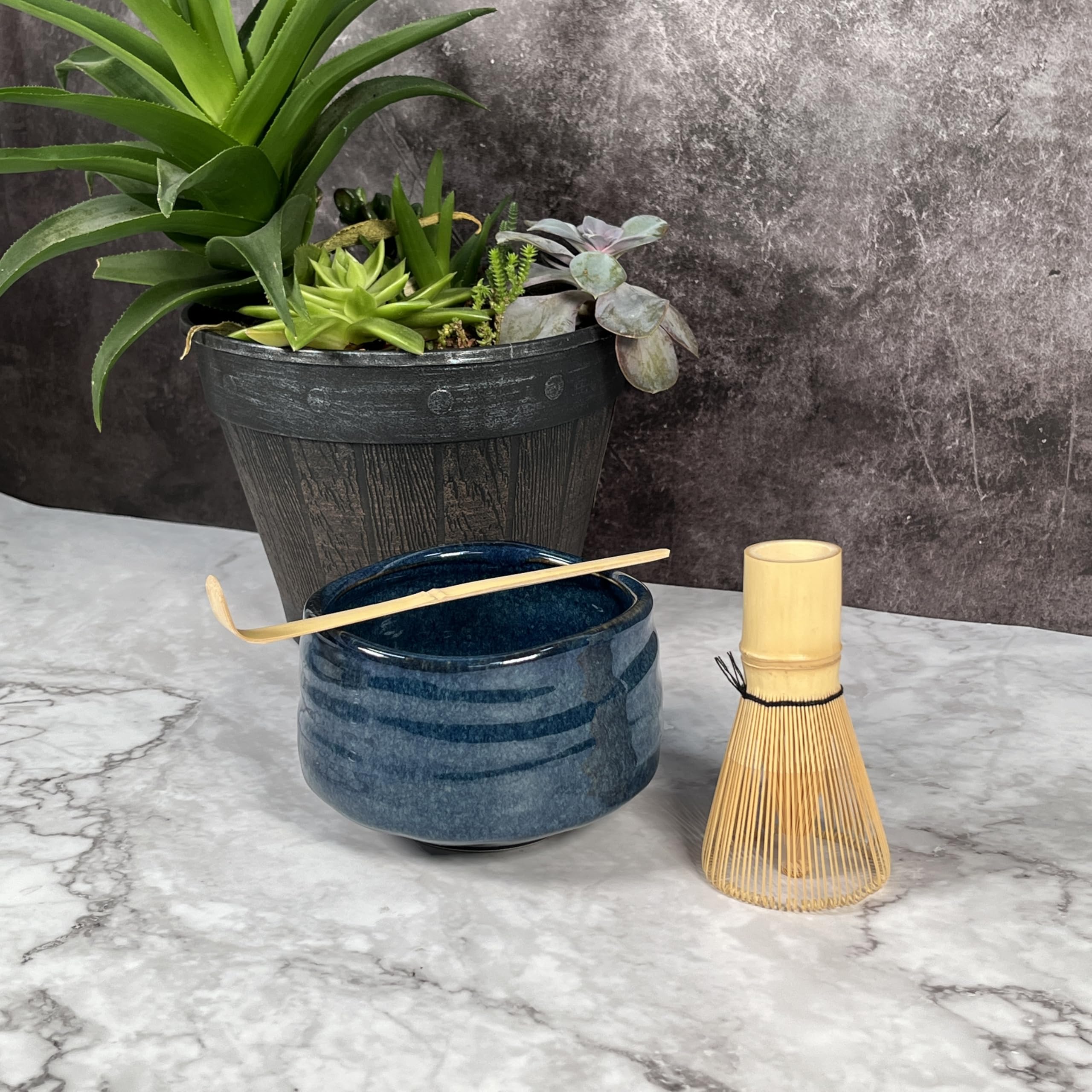 Tea Bowl Shop Black Ceramic Matcha Whisk Set, Includes Matcha Bowl, Matcha Whisk, Bamboo Scoop, 3 Pcs Matcha Kit for Matcha Lovers, Made of Ceramic