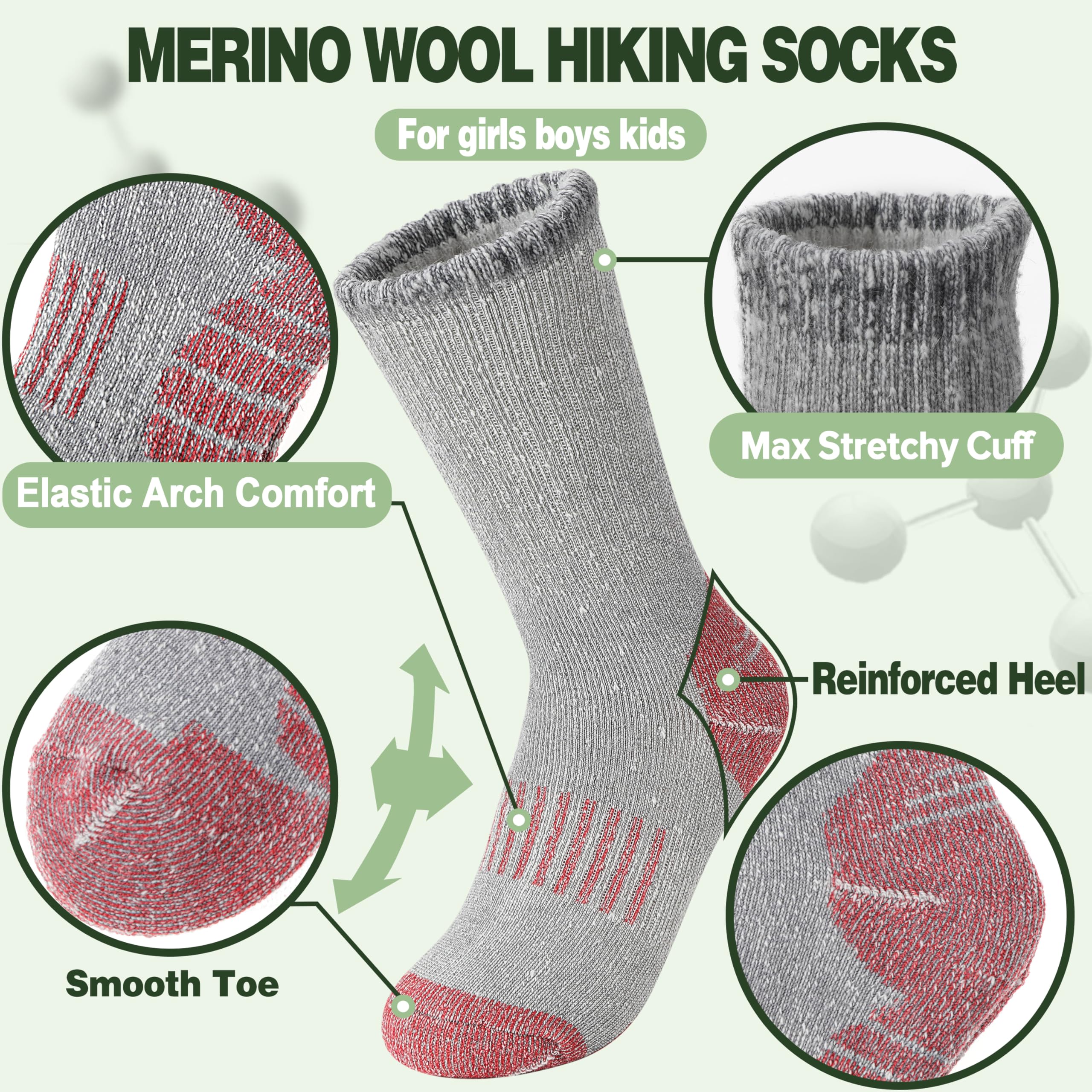 Enfants garçons filles mérinos chaussettes randonnée chaussettes LAINE CHAUSSETTES chaudes chaussettes hiver chaussettes chaudes épaisses 4 paires