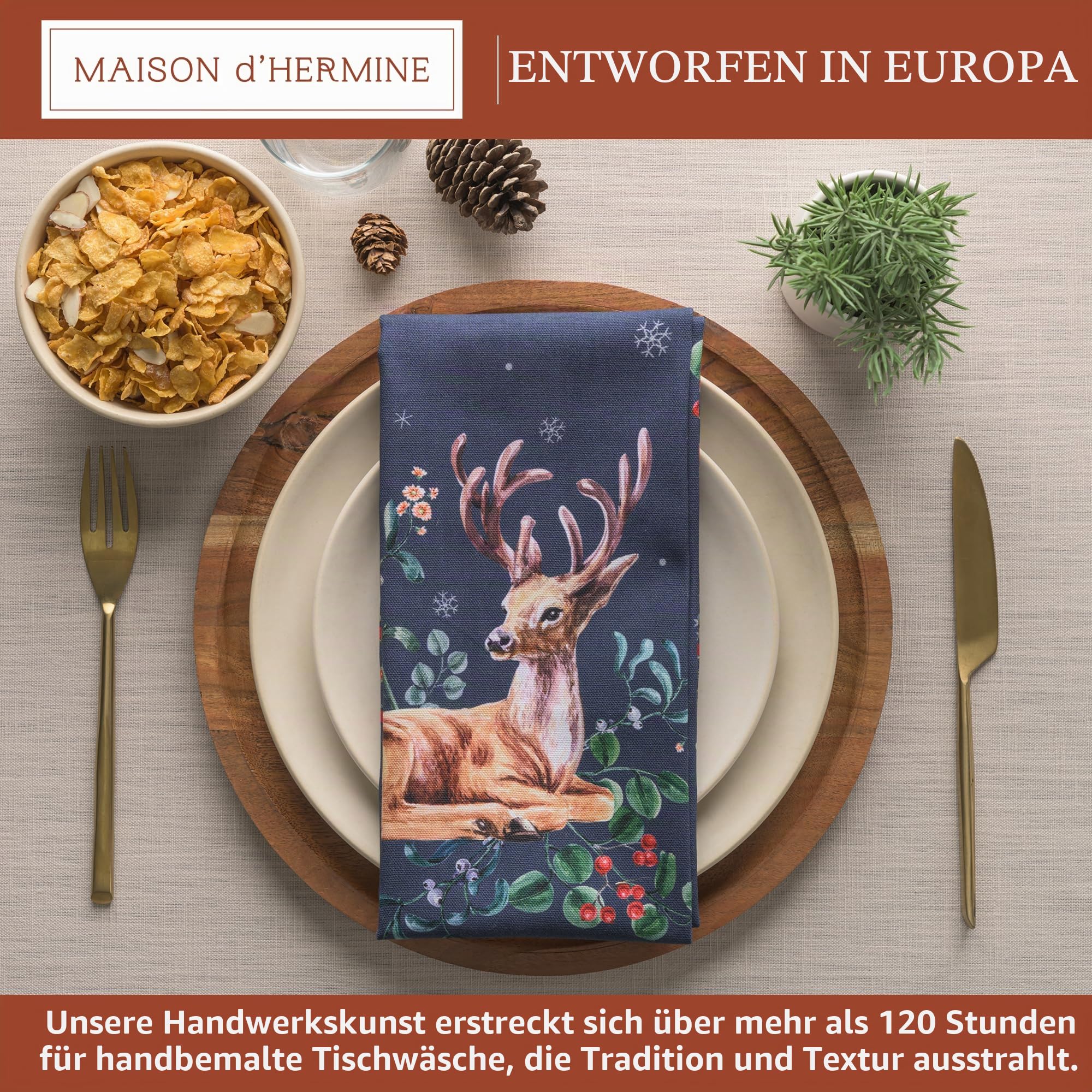 Maison d'Hermine Stoffservietten 100% Baumwolle (45 cm x 45cm, 4er-Set) – Ansicht 2