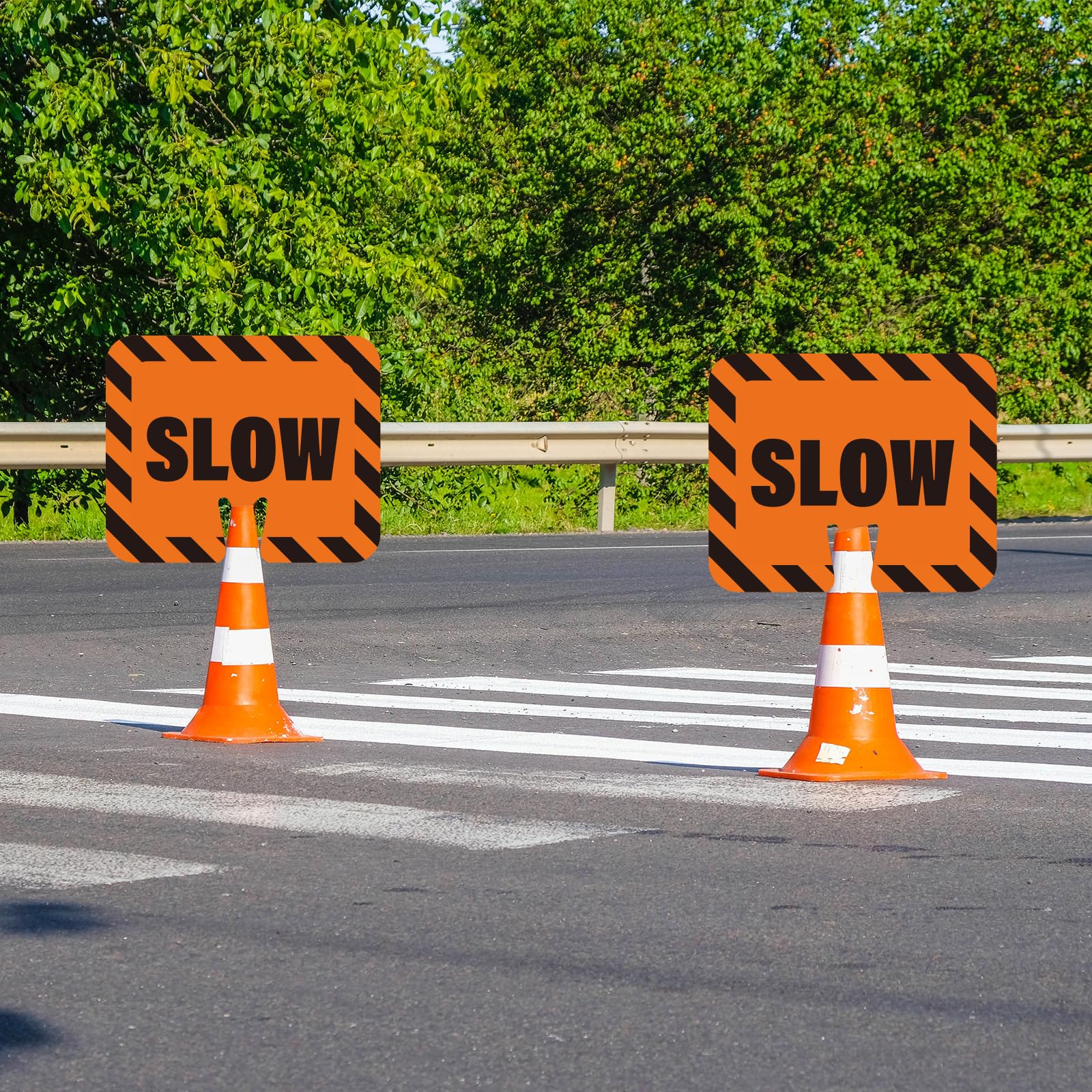 4pcs Slow Signs for Traffic Safety Cone 12.6x10.4" Waterproof — Amazon image 4