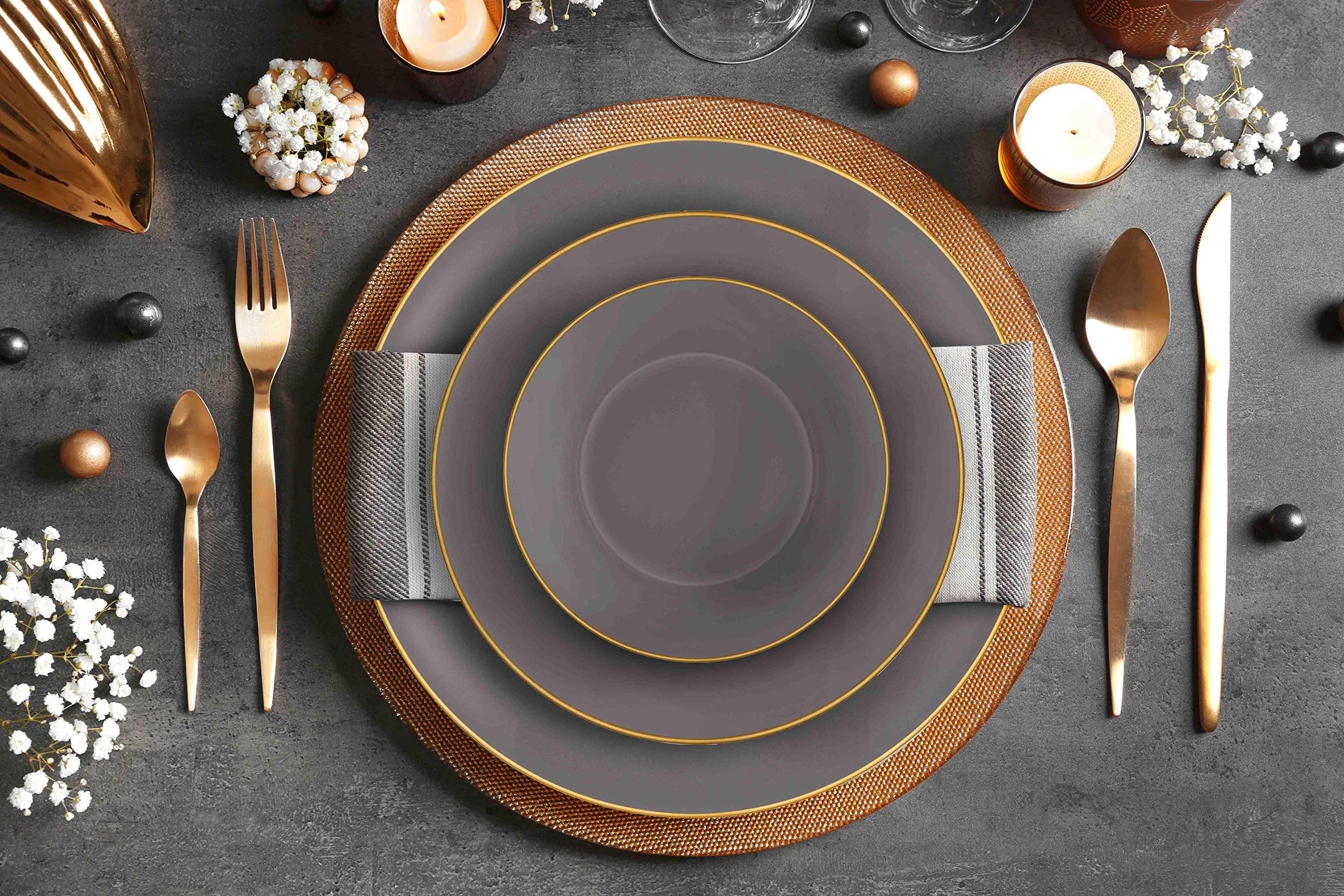 Basic Yemek Tabağı 6 Lı Set Gri - 20cm