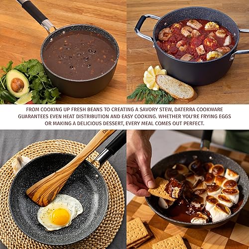 Miniatura 3 de DaTerra Cucina Paquete de pasta pequeña antiadherente, cacerola de 2.6 cuartos de galón con tapa, sartén de 9.5 pulgadas, horno holandés de 5