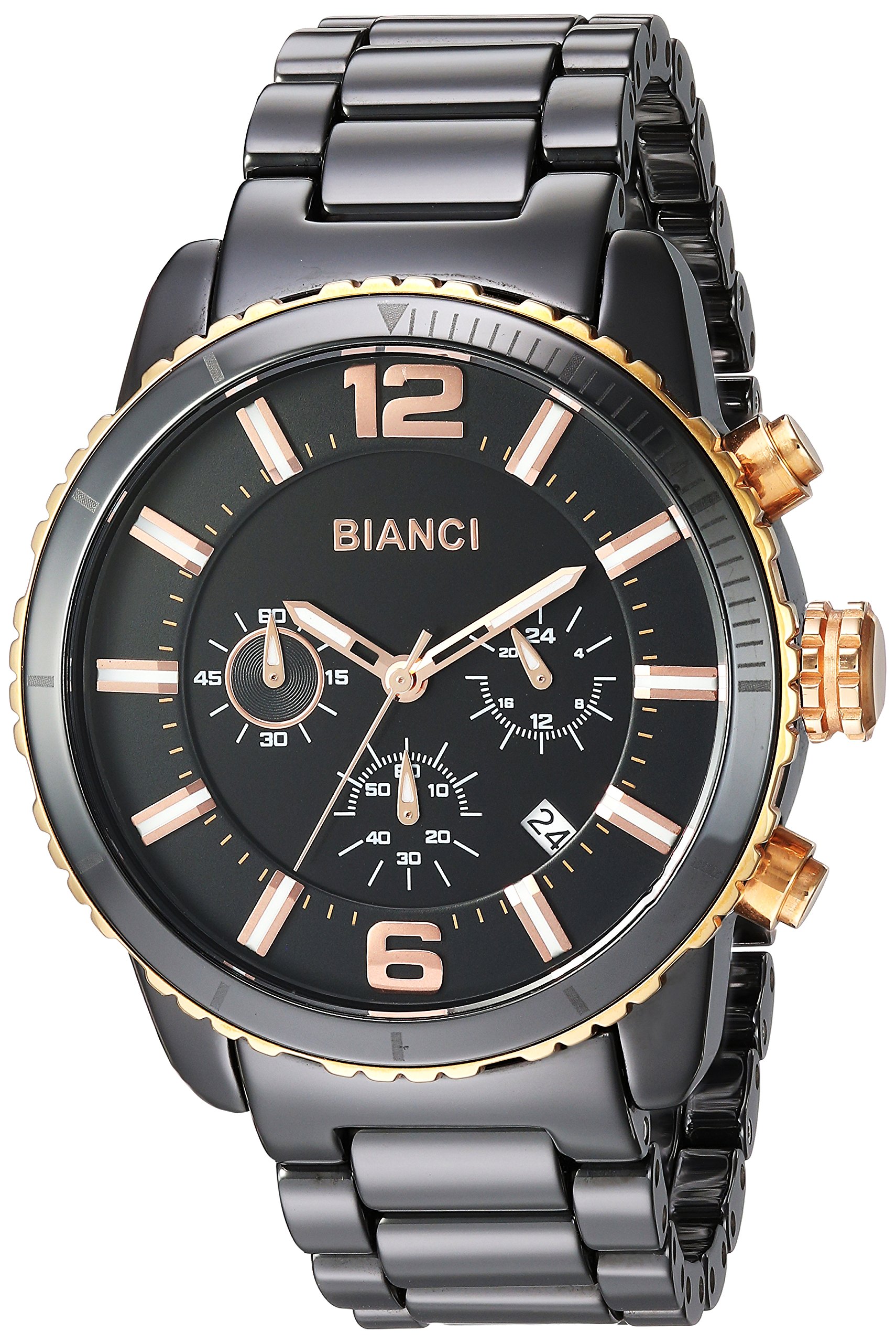 ROBERTO BIANCI WATCHESMen's Amadeo Swiss-Quartz Watch with Ceramic Strap, Black, 12 (Model: RB58751)