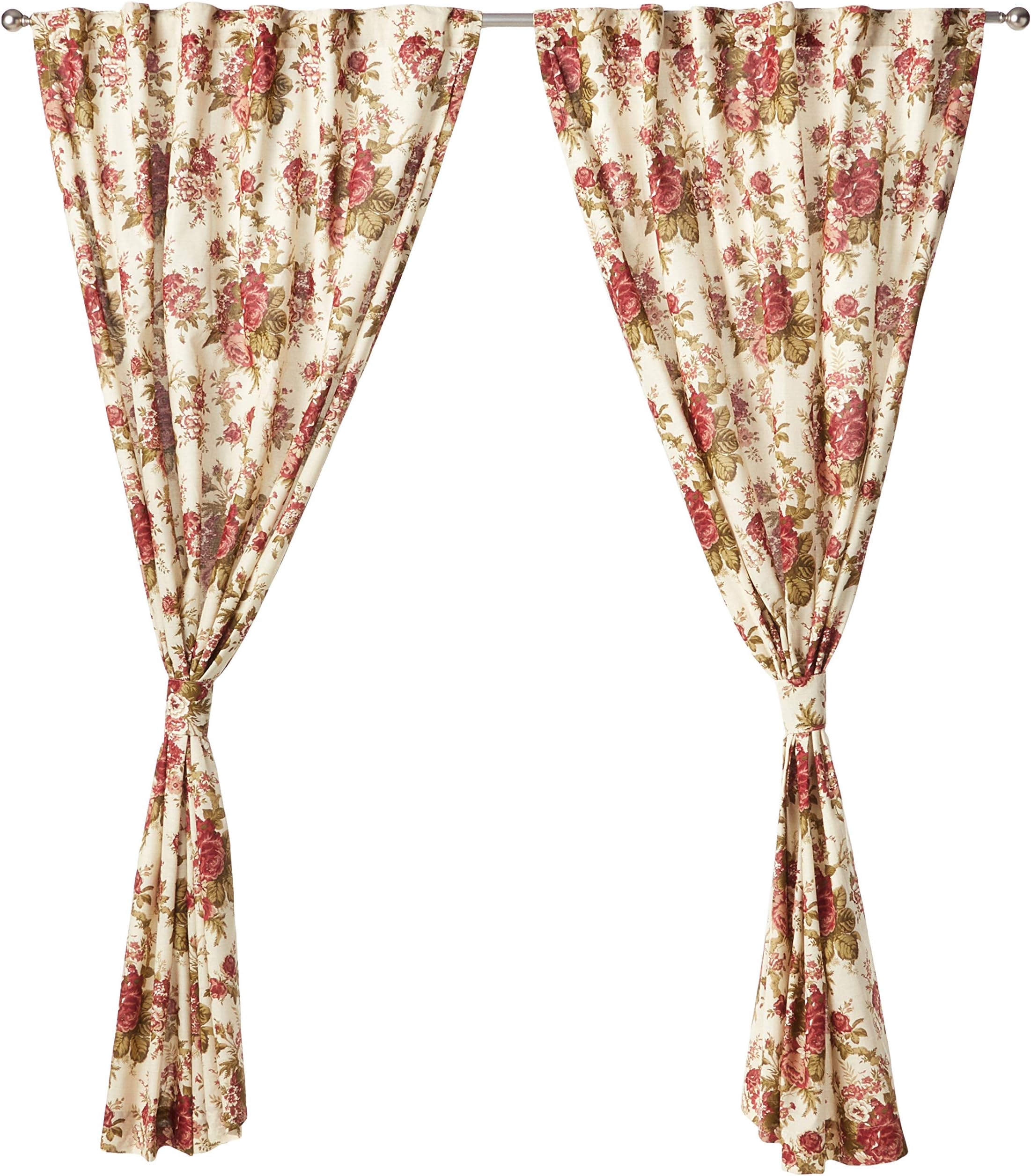 WAVERLY Curtains for Bedroom - Norfolk 100" x 84" Decorative Double Panel Rod Pocket Window Treatment Privacy Curtain Pair for Living Room, Tea Stain