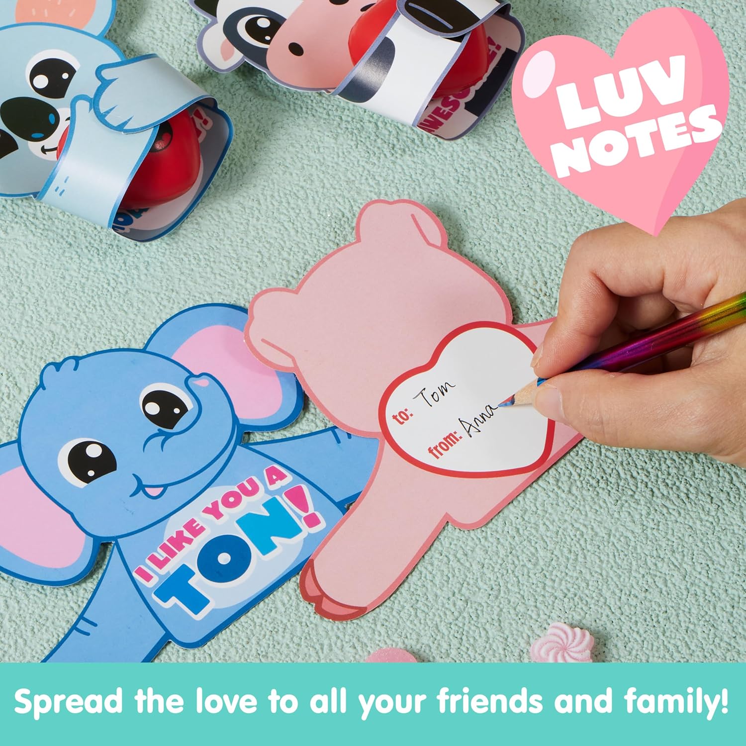 JOYIN 28 PCS Valentine Animal Cards with Heart Stress Ball, Heart Shape Squishy Toy Stress Relief Fidget Toy with Valentine’s Day Greeting Cards for Kids, Classroom Exchange Gifts Party Favors