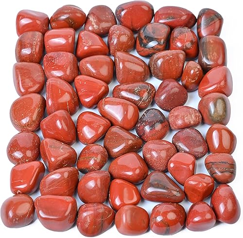 Crocon Juego de piedras y cristales de jaspe rojo de 1 libra a granel de cristal natural para curación de Reiki, piedras de secadora, equilibrio de