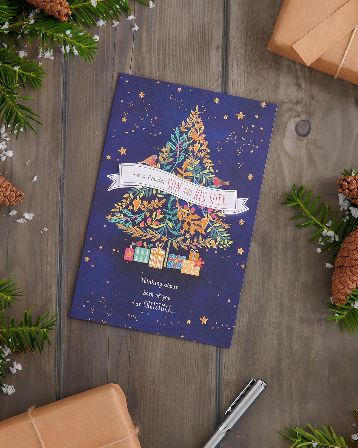 Son & ... Multi Caption Christmas Greeting Card Complete With Stick On Captions