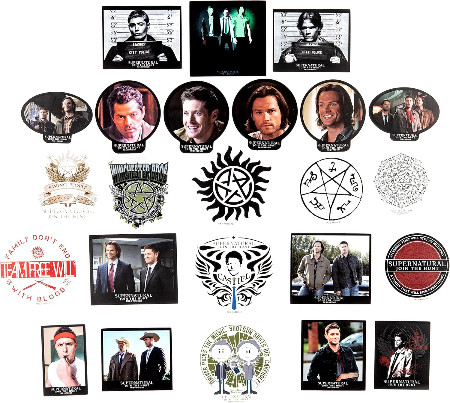 Conquest Journals Supernatural Decal Bundle, 120 Unique Supernatural Stickers, Includes 10 Hologram Stickers, 5 Clear Stickers, Waterproof, UV & Scratch Resistant Sticker Decals, Officially Licensed