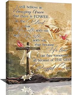 Bible Verse Wall Art Cardinal Hand Of God Christian Cross Pictures Wall Decor Jesus Wall Art Painting Print Artwork Modern Home Decor Framed for Living room Bedroom Bathroom 12inX16in