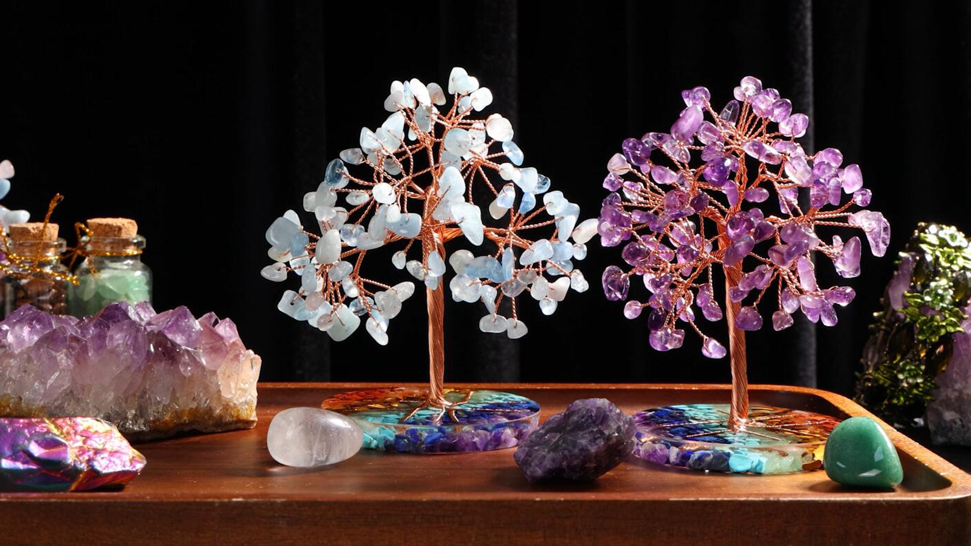 Mookaitedecor Rose Quartz Crystal Money Tree Crystals Base & Elephant