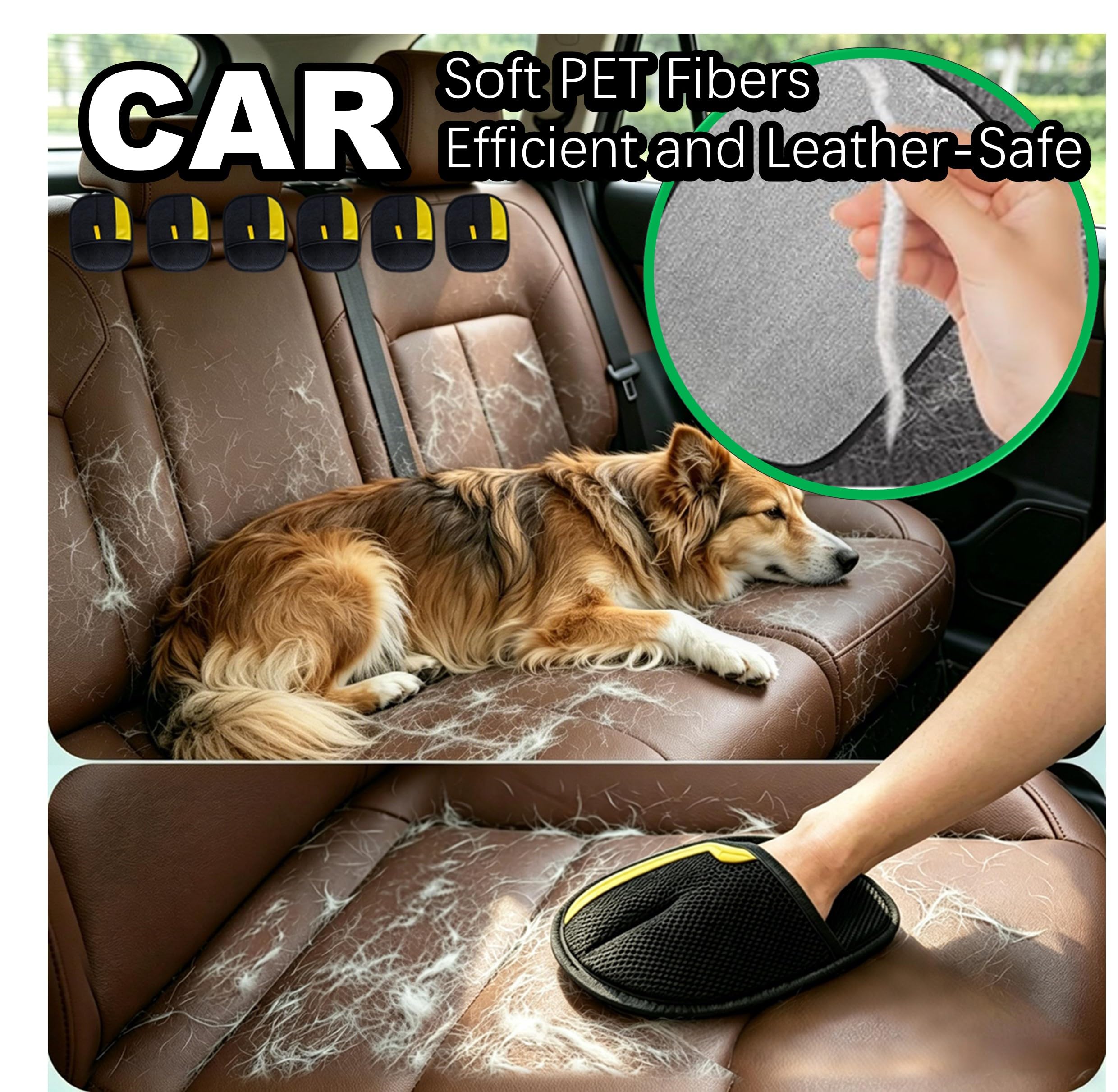 QUALIALL Guanto per la rimozione dei peli di animali domestici, spazzola magica elettrostatica per mobili, auto e divano, confezione da 6 guanti lavabili per la rimozione dei peli di cani e gatti