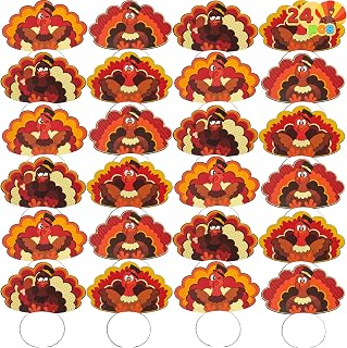 JOYIN 24 PCS Thanksgiving Turkey Headband, Thanksgiving Party Favor Supplies, Accessories, Gifts Bulk, Turkey Costume, Headwear(One Size Fits All)