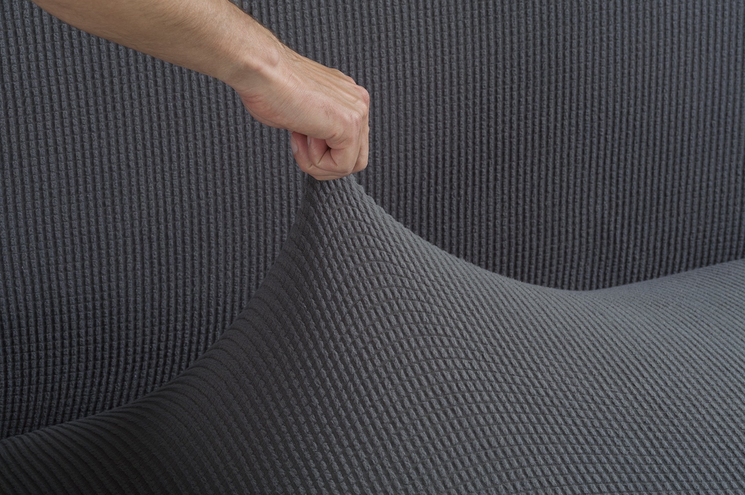 tural – Housse de Canapé Élastique la Valeta Gris 3 Places (180-230cm), Couverture Extensible | Barrière Contre Les Acariens | Disponible en différentes Couleurs et Tailles