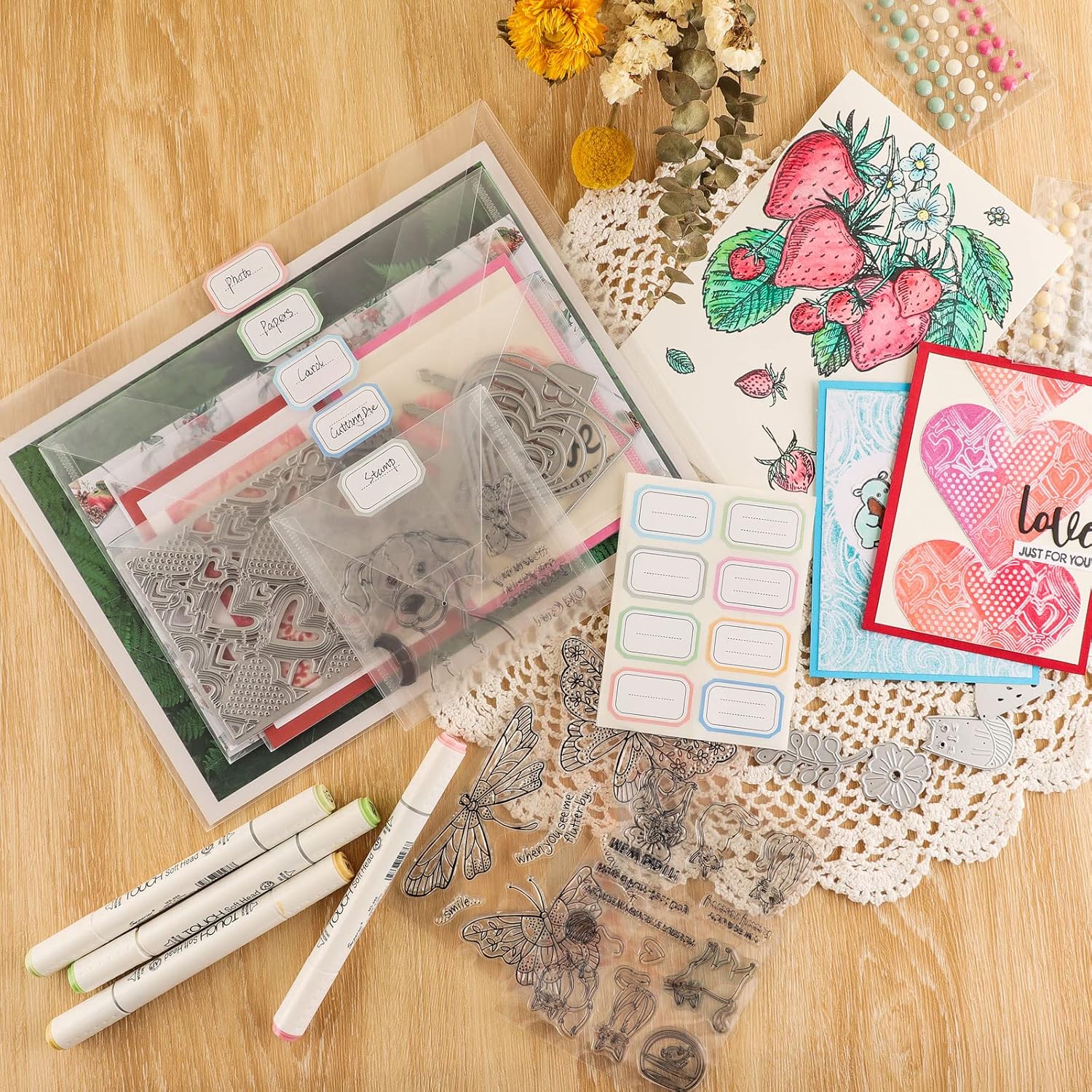 Briartw 50 Pack Storage Bag,Resealable Plastic Envelopes Pockets for Cutting Dies Stencil Crafts Organizer Holder,7x10"Clear Storage Envelopes for Clear Stamp,Die Cuts,Scrapbook Paper - Image 7