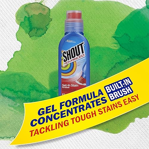 Miniatura 5 de Shout Gel removedor de manchas avanzado para ropa sucia, gel ultra concentrado con cepillo limpiador integrado para manchas profundas, 8.7 onzas