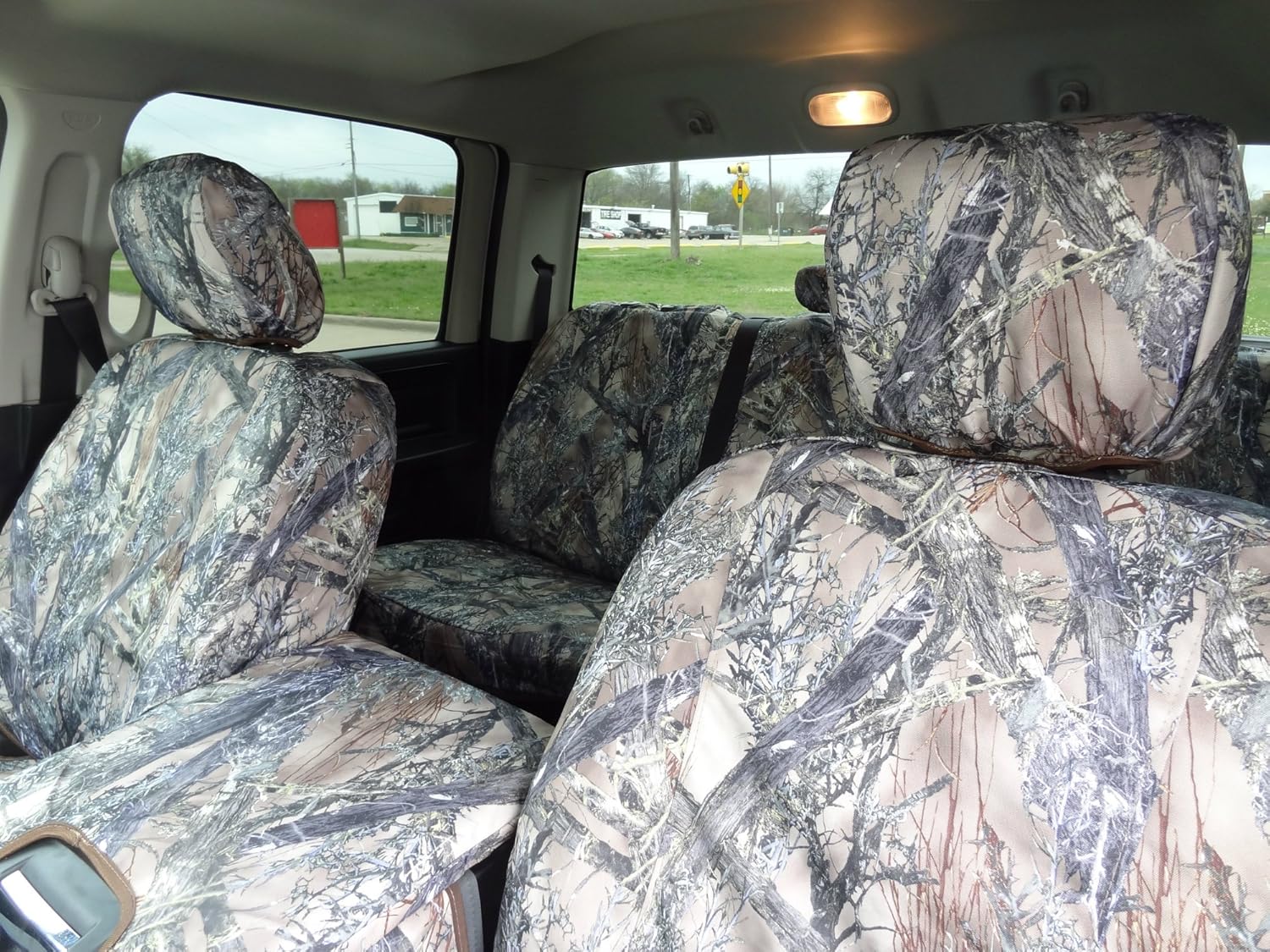 Durafit Seat Covers, Compatible with 2011-2013 Dodge Ram 1500-3500, Front & Rear Seat Cover Set, Front 40/20/40, Opening Console & Side Airbags, Rear Solid Bench Seat, in Camo Endura Fabric