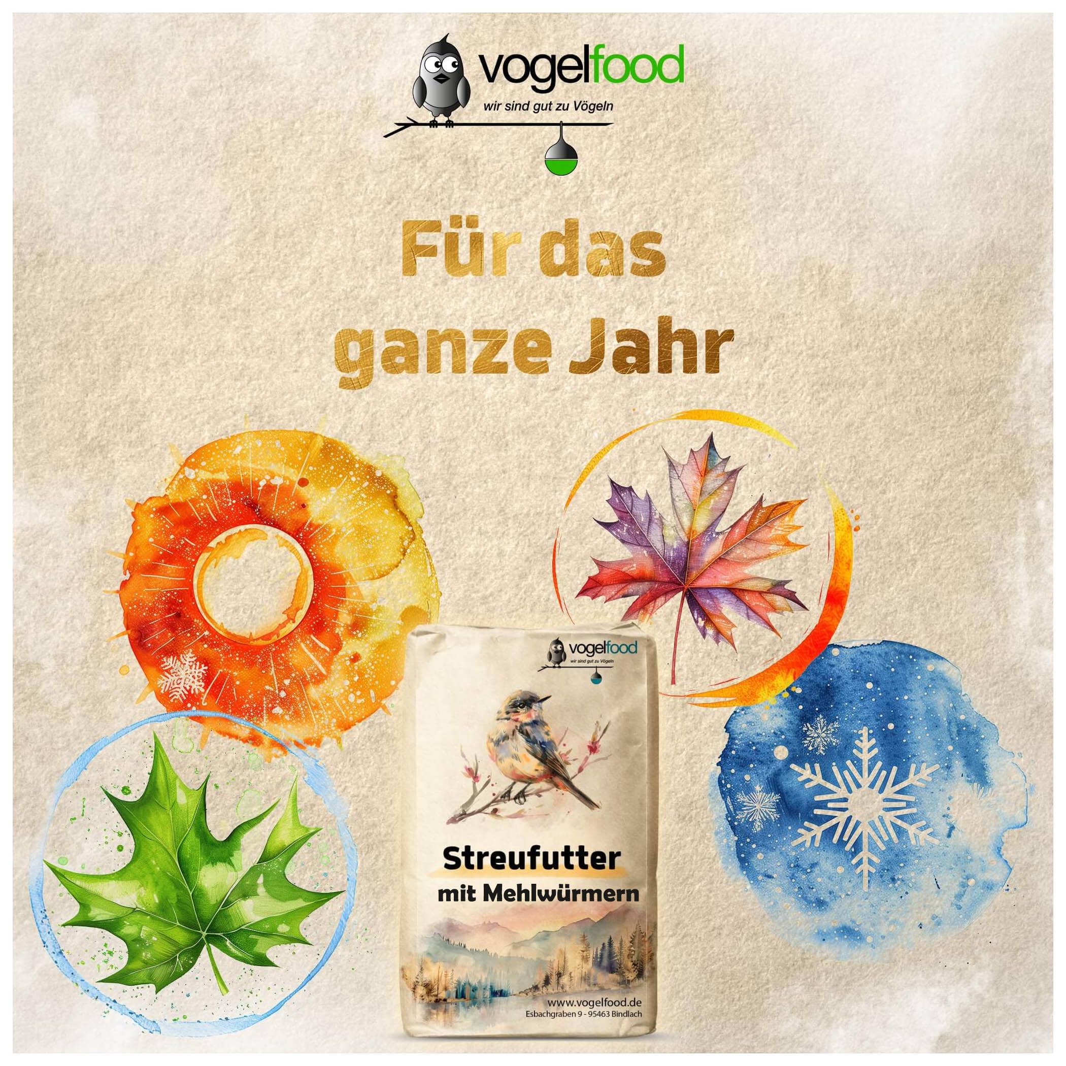 25 kg Streufutter mit Mehlwürmern für Wildvögel erstklassige Zusammensetzung