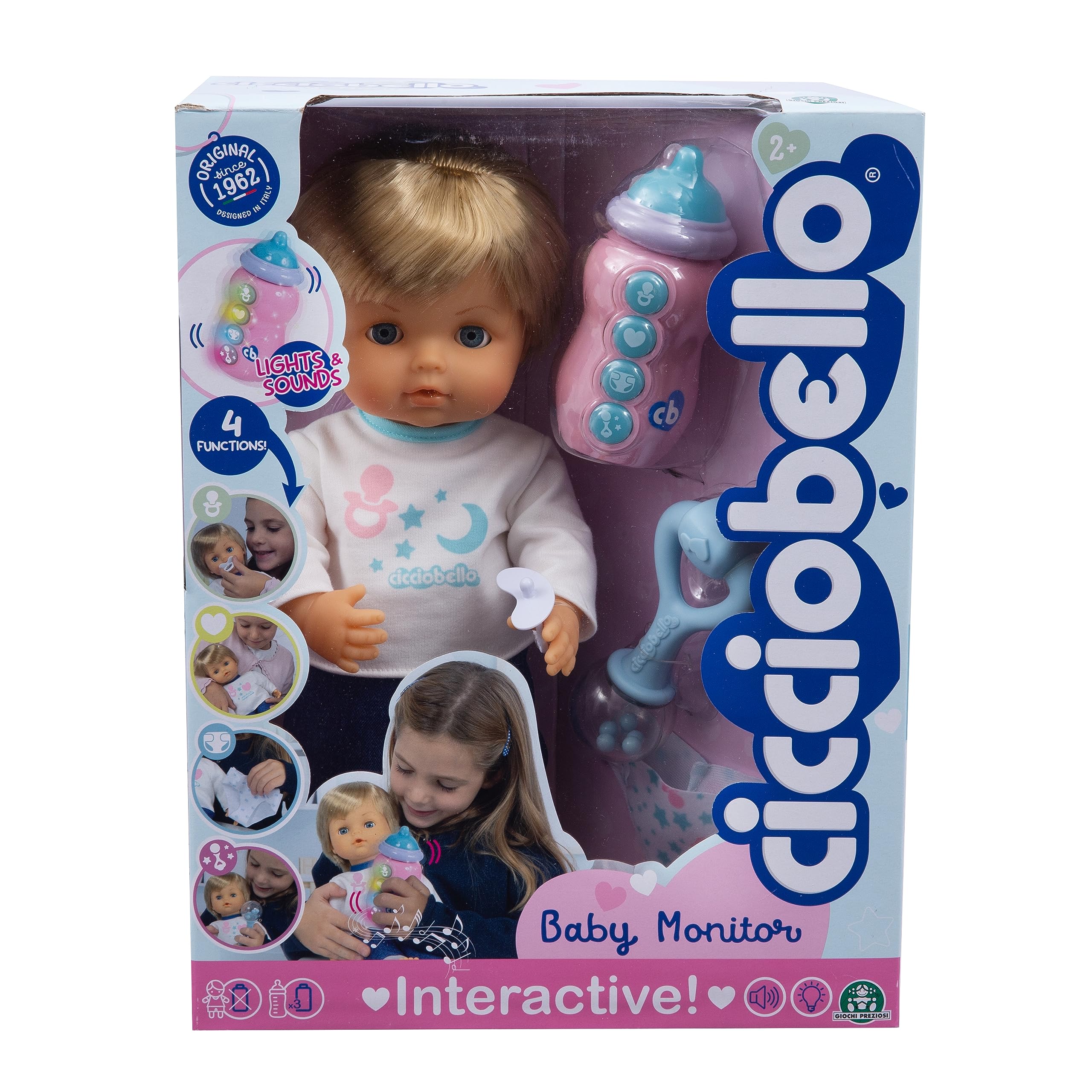 Cicciobello - Babyphone Der weiche 30 cm mit Monitor, um zu verstehen, was Sie brauchen, für Kinder ab 2 Jahren, Ccbd0000, Giochi Preziosi