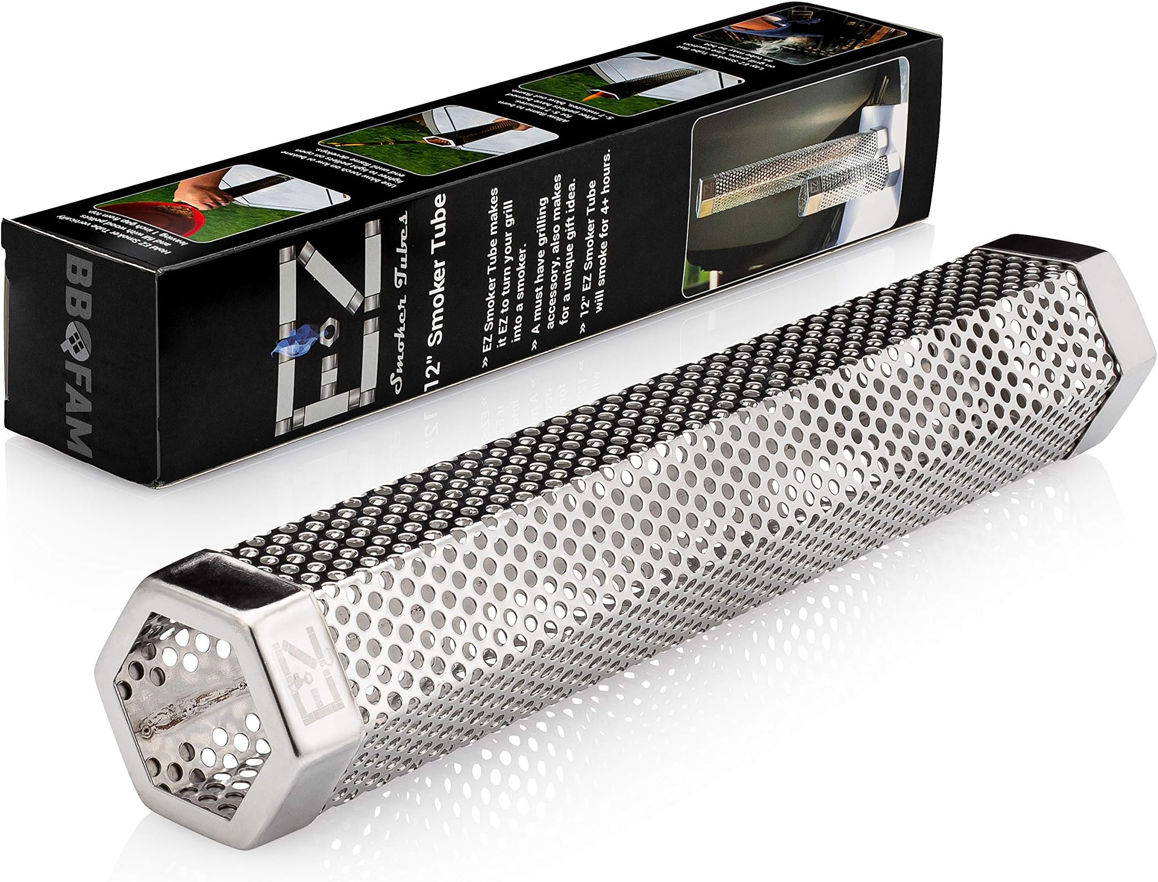 12" EZ Smoker Tube, Stainless Steel BBQ Smoker Tube-Wood pellet tube, Smoker tube for gas grill, The Hexagonal Pellet Smoke Tube on Instagram and FB (1, 12")